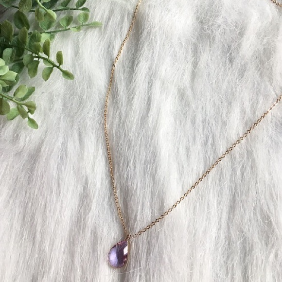 Dainty Handmade Amethyst and Rose Gold Necklace - Picture 2 of 8